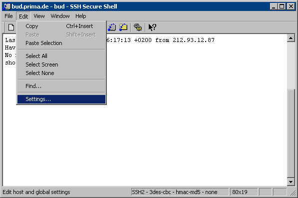 SSH - Settings